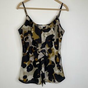 Y2K Coquette Ruffle Cami Top | Abstract Animal Print Aesthetic Blouse